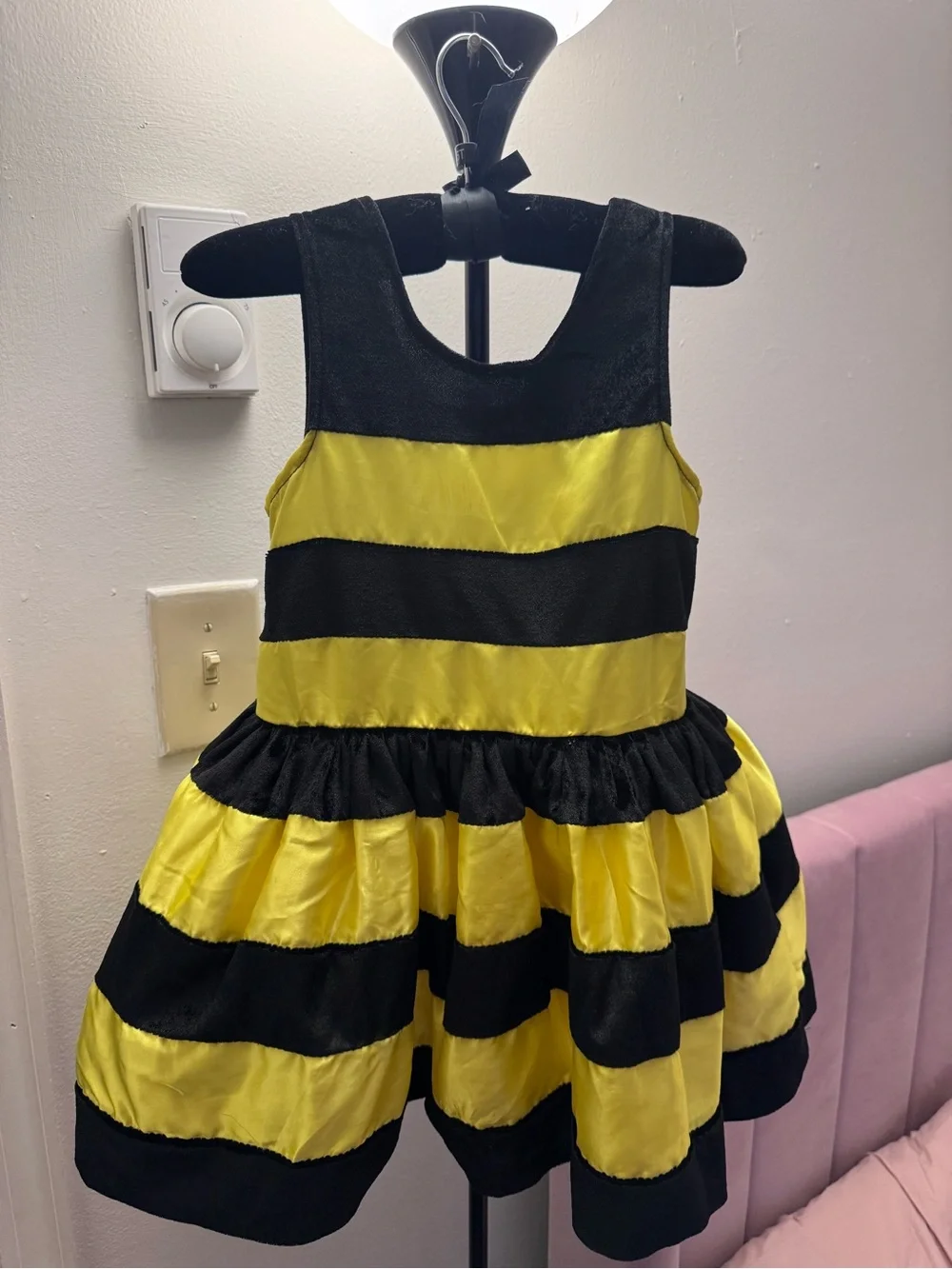 Girls' Yellow and Black Striped Party Dress